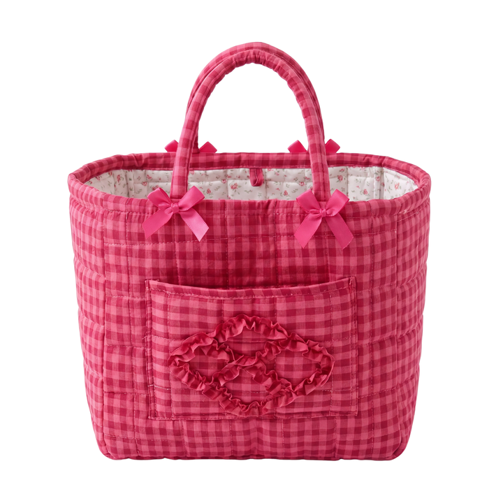 Ruby Raspberry Gingham Quilted Basket