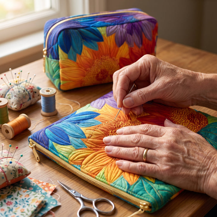 Summer Bloom Quilted Makeup Bag