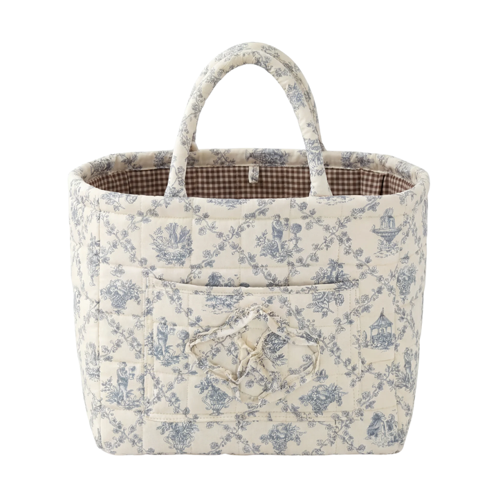 Cecilia Blue Toile Quilted Basket