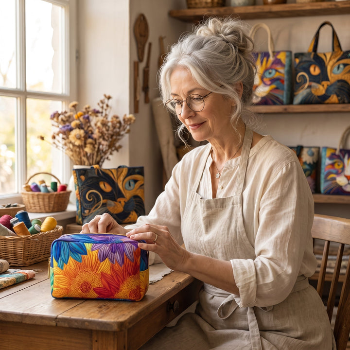 Summer Bloom Quilted Makeup Bag