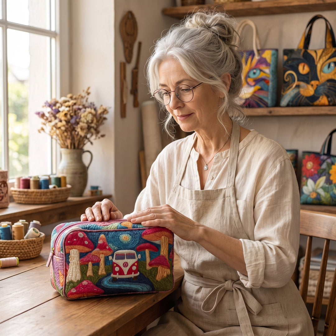 Cosmic Hippie Dream Quilted Makeup Bag