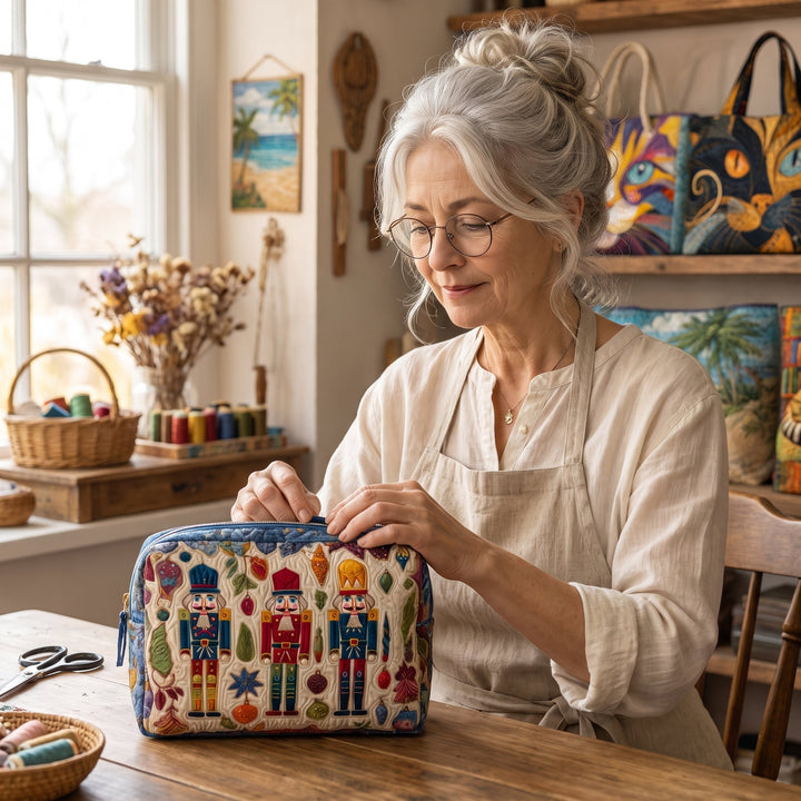 Nutcracker Glow Quilted Makeup Bag