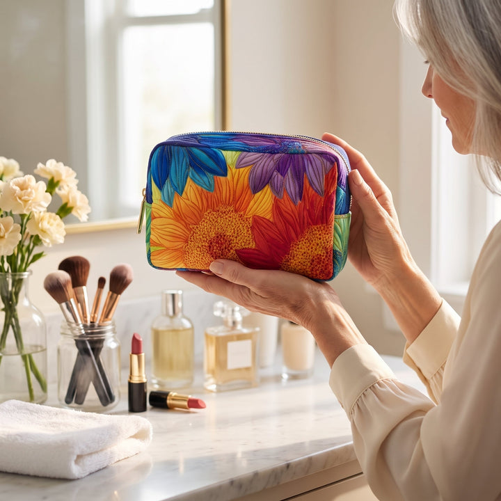Summer Bloom Quilted Makeup Bag