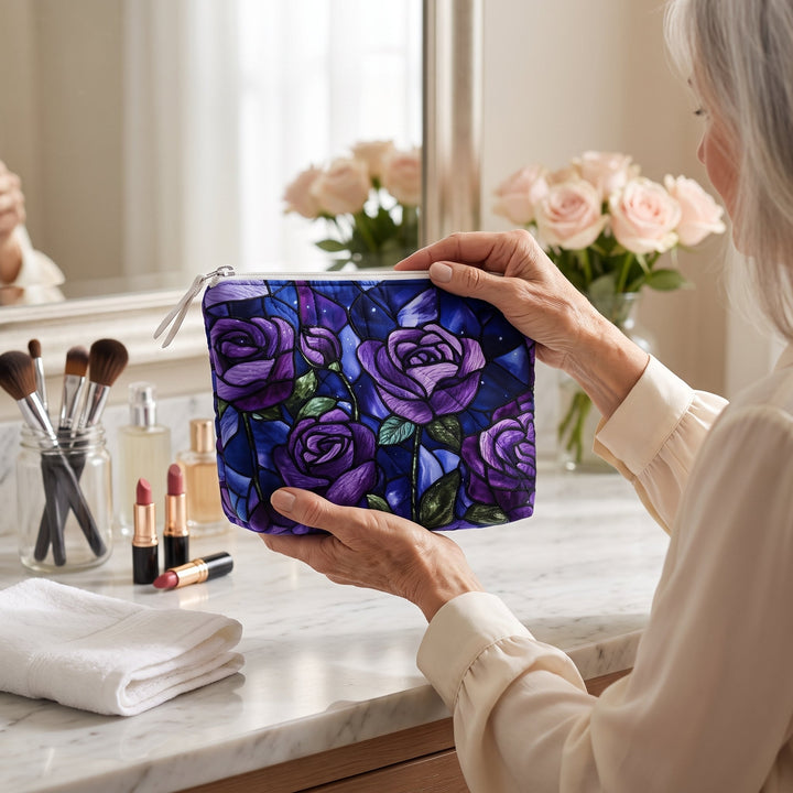 Midnight Rose Quilted Makeup Bag