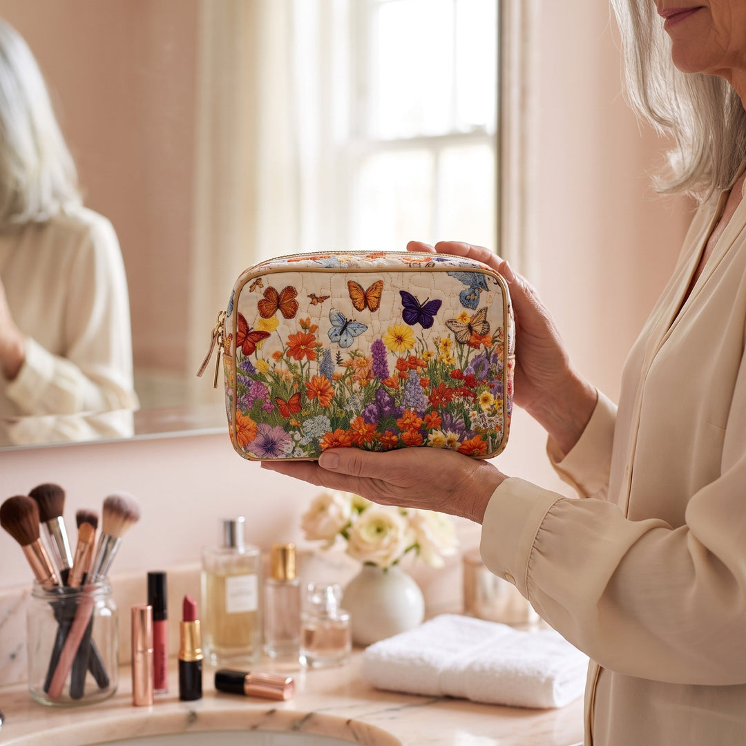 Bloom Garden Quilted Makeup Bag