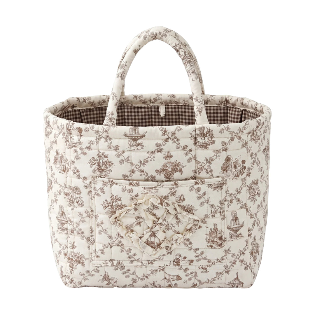 Clara Mocha Toile Quilted Basket
