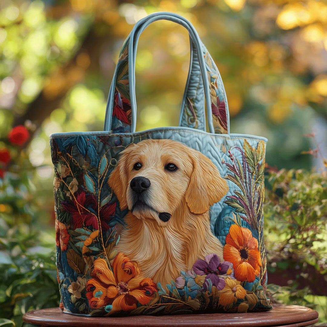 Playful Dog Quilted Tote Bag