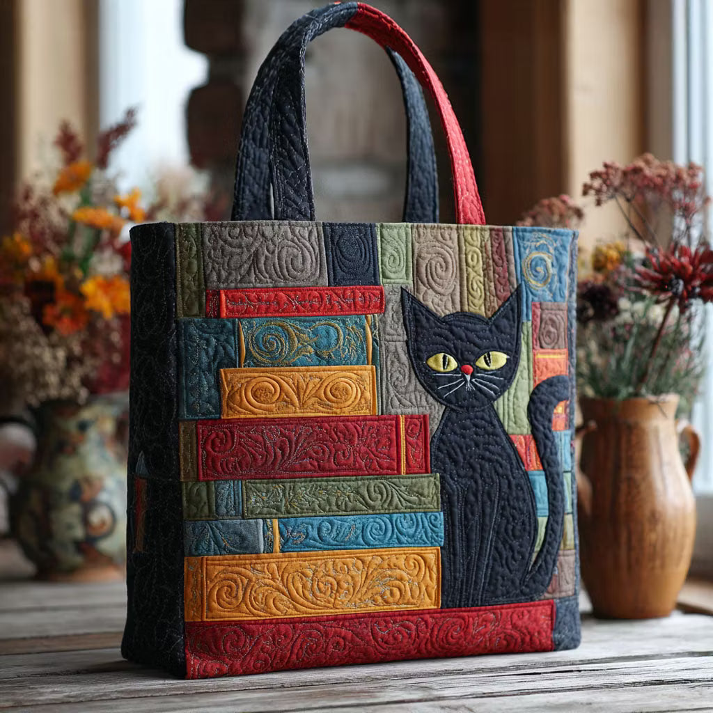 Charming Cat Quilted Tote Bag