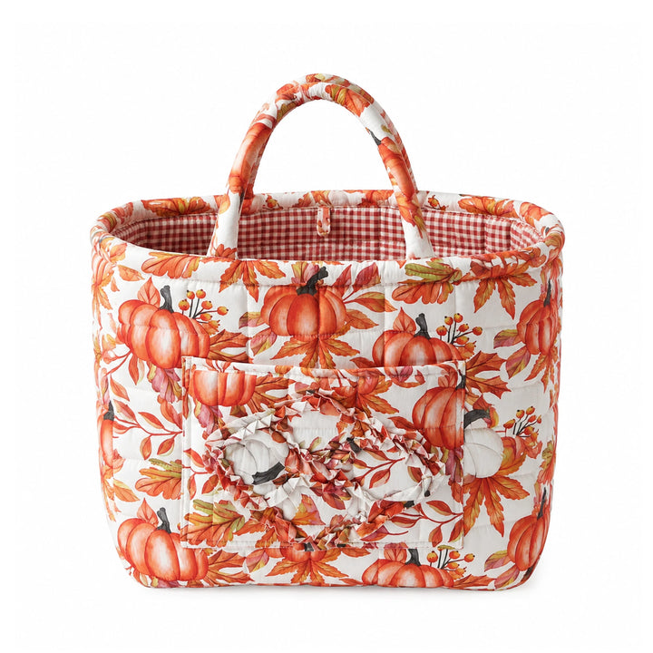 Autumn Pumpkin Orange Quilted Basket