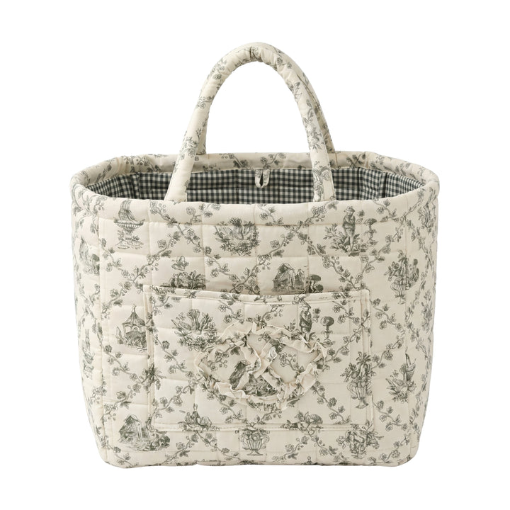 Elodie Sage Toile Quilted Basket