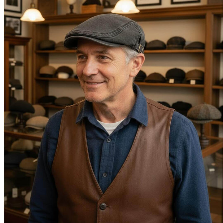 Washed Denim Flat Cap | DALLAS