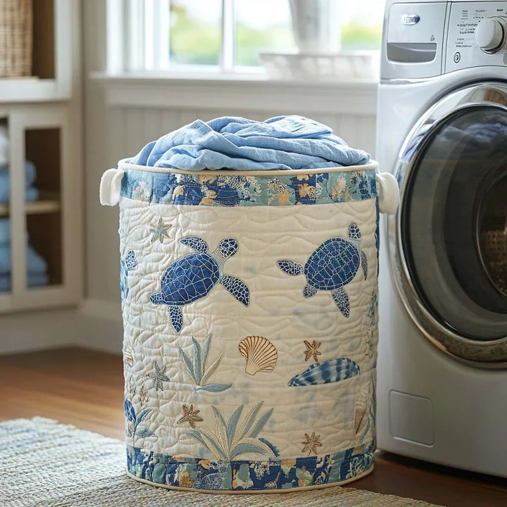 Shelly | Blue Turtle Cove Laundry Basket