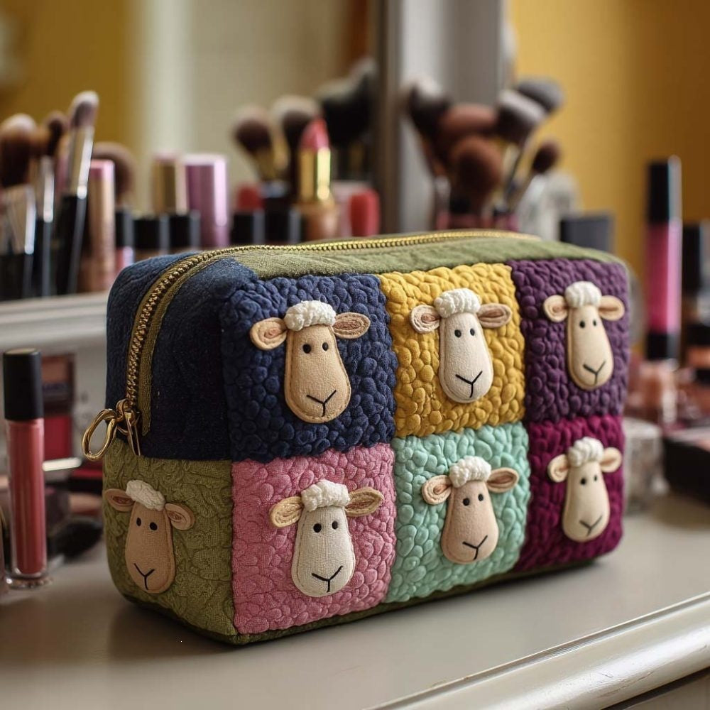 Sheep Quilted Makeup Bag